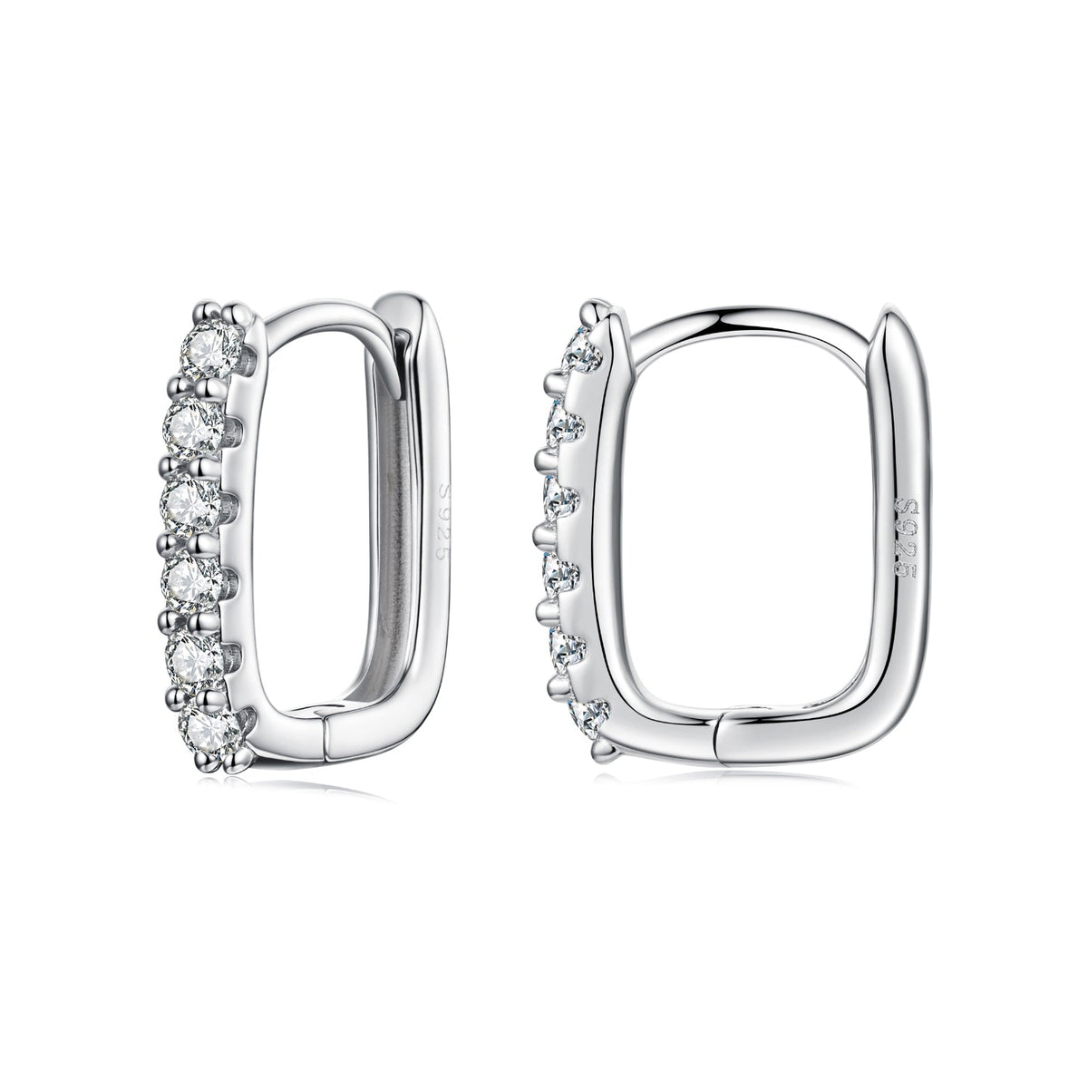 Sterling Silver Moissanite Hoop Earrings