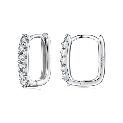 Sterling Silver Moissanite Hoop Earrings
