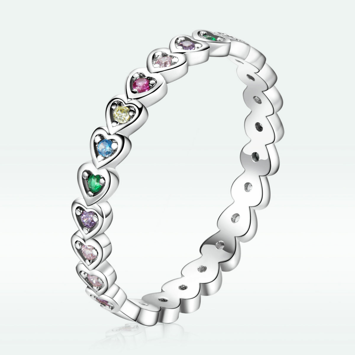 Sterling Silver & Platinum Plated Cubic Zirconia Pavé Ring