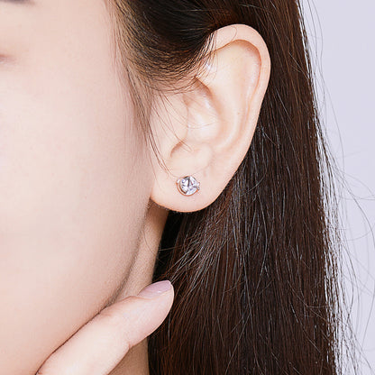 Sterling Silver Pavé Cubic Zirconia Stud Earrings