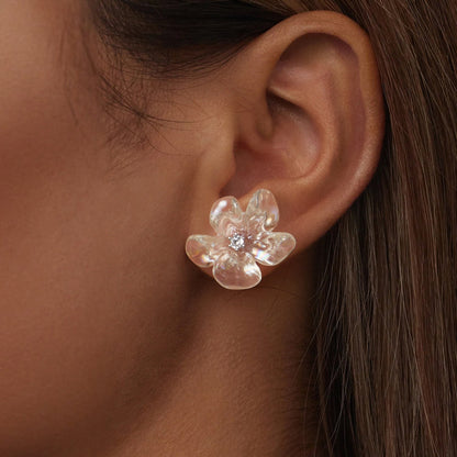 Sterling Silver Pavé CZ and Resin Drop Earrings