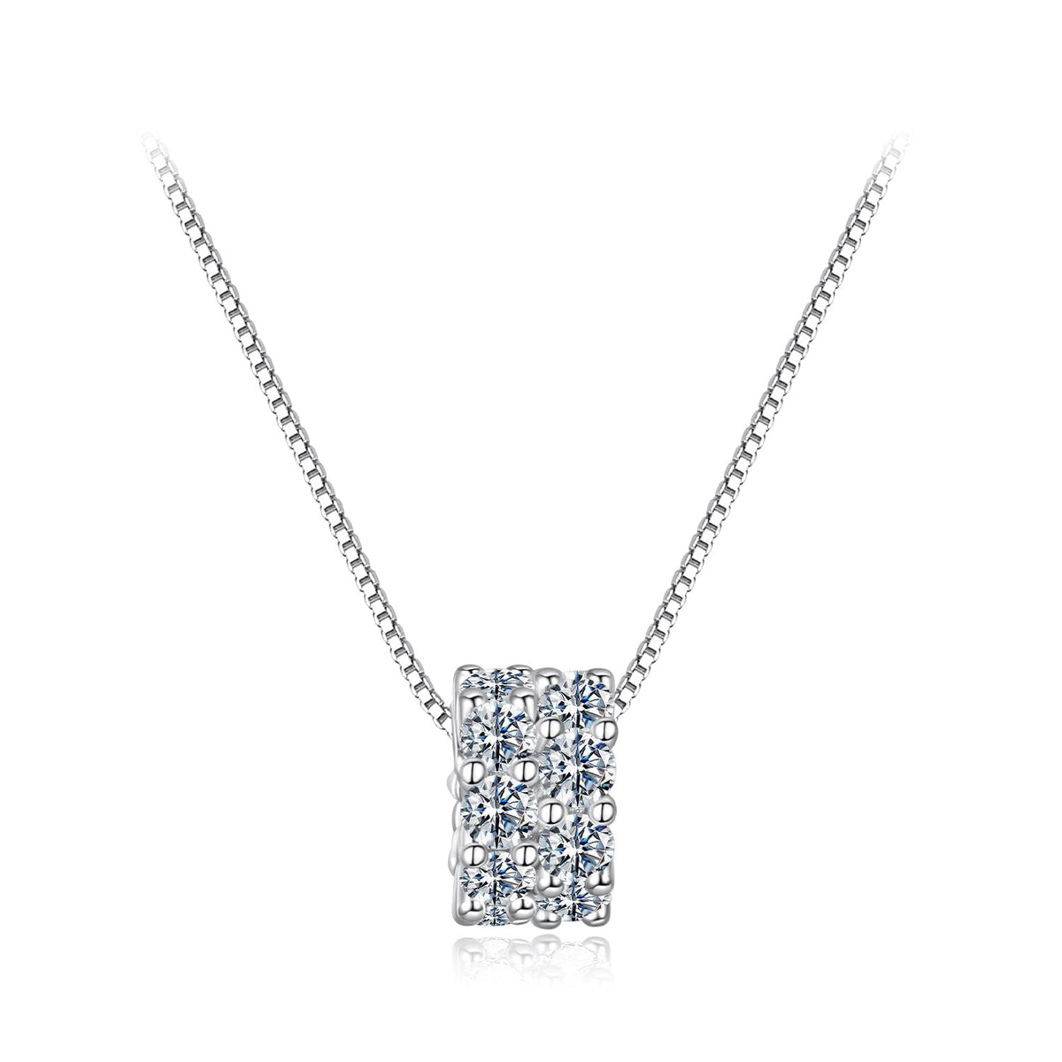Sterling Silver White Gold Plated Moissanite Necklace