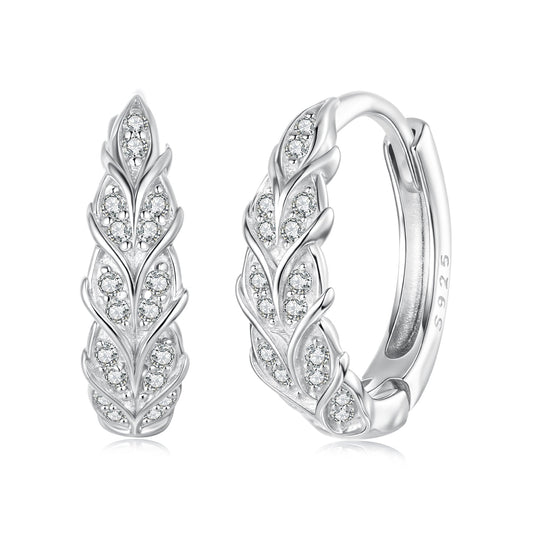 Sterling Silver Pavé CZ White Gold Plated Earrings