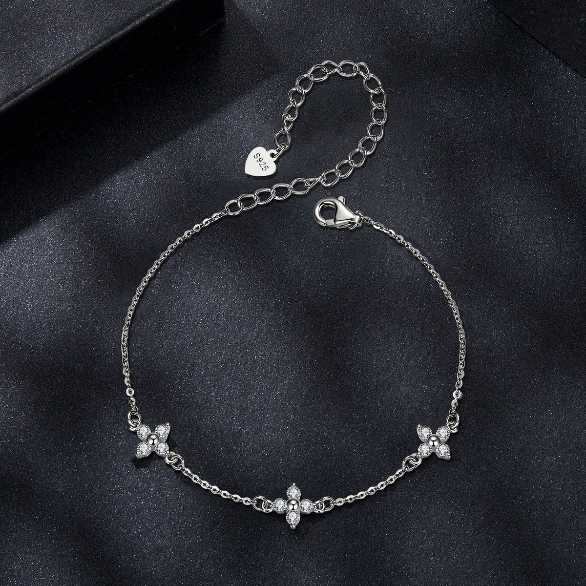 Sterling Silver & White Gold Plated Moissanite Bracelet