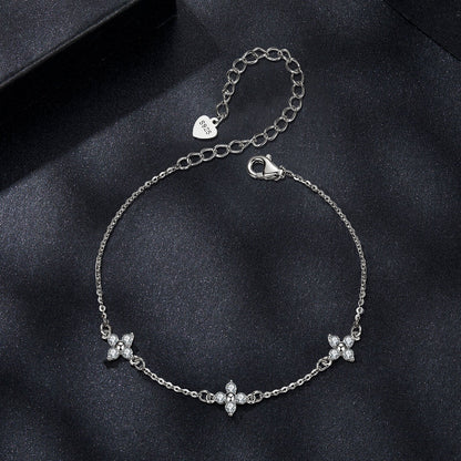 Sterling Silver & White Gold Plated Moissanite Bracelet
