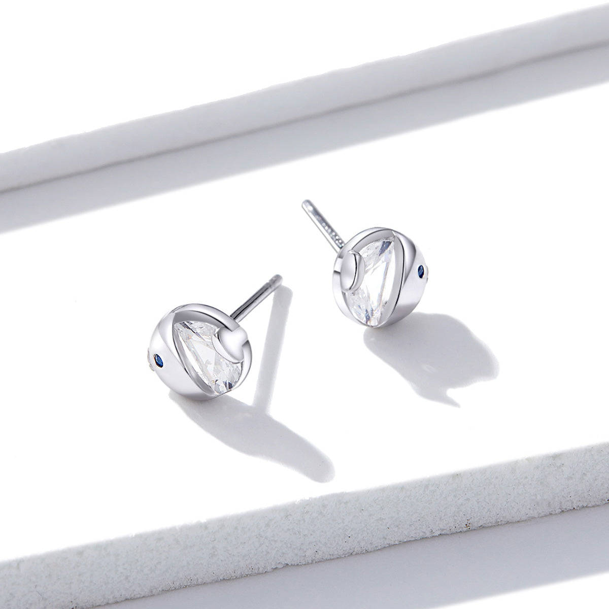 Sterling Silver Pavé Cubic Zirconia Stud Earrings
