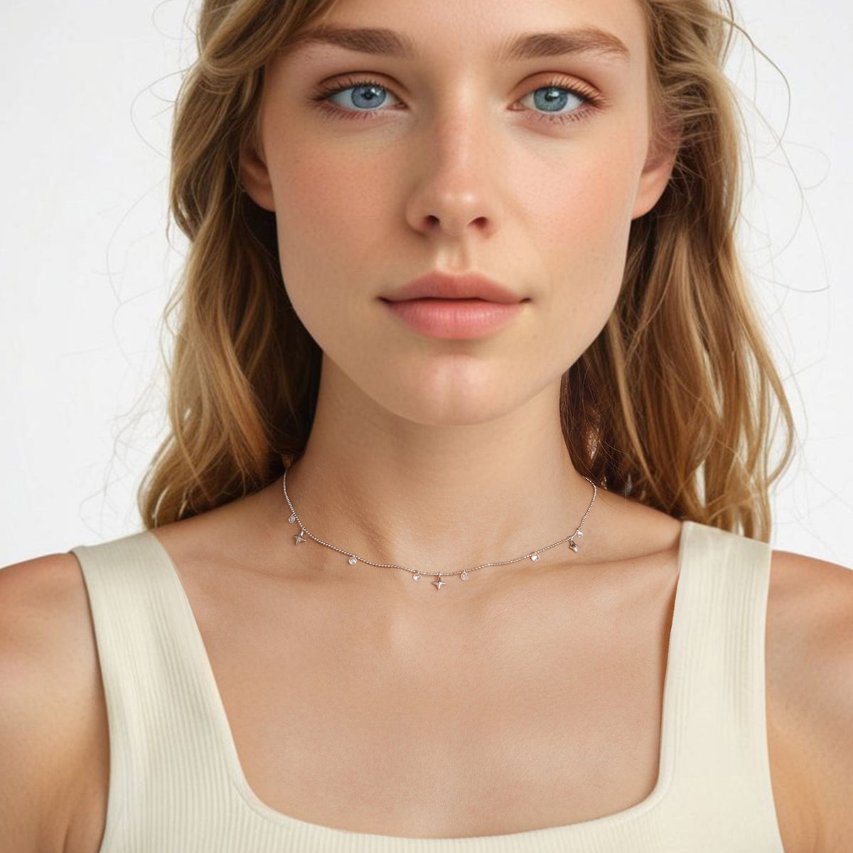 White Gold Plated Pavé CZ Sterling Silver Pendant Necklace