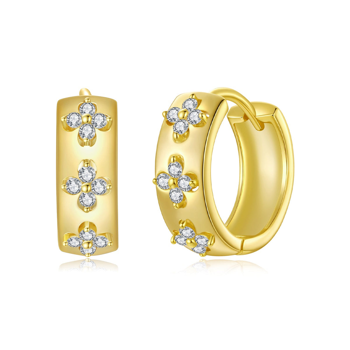 Gold Plated Sterling Silver Moissanite Hoop Earrings
