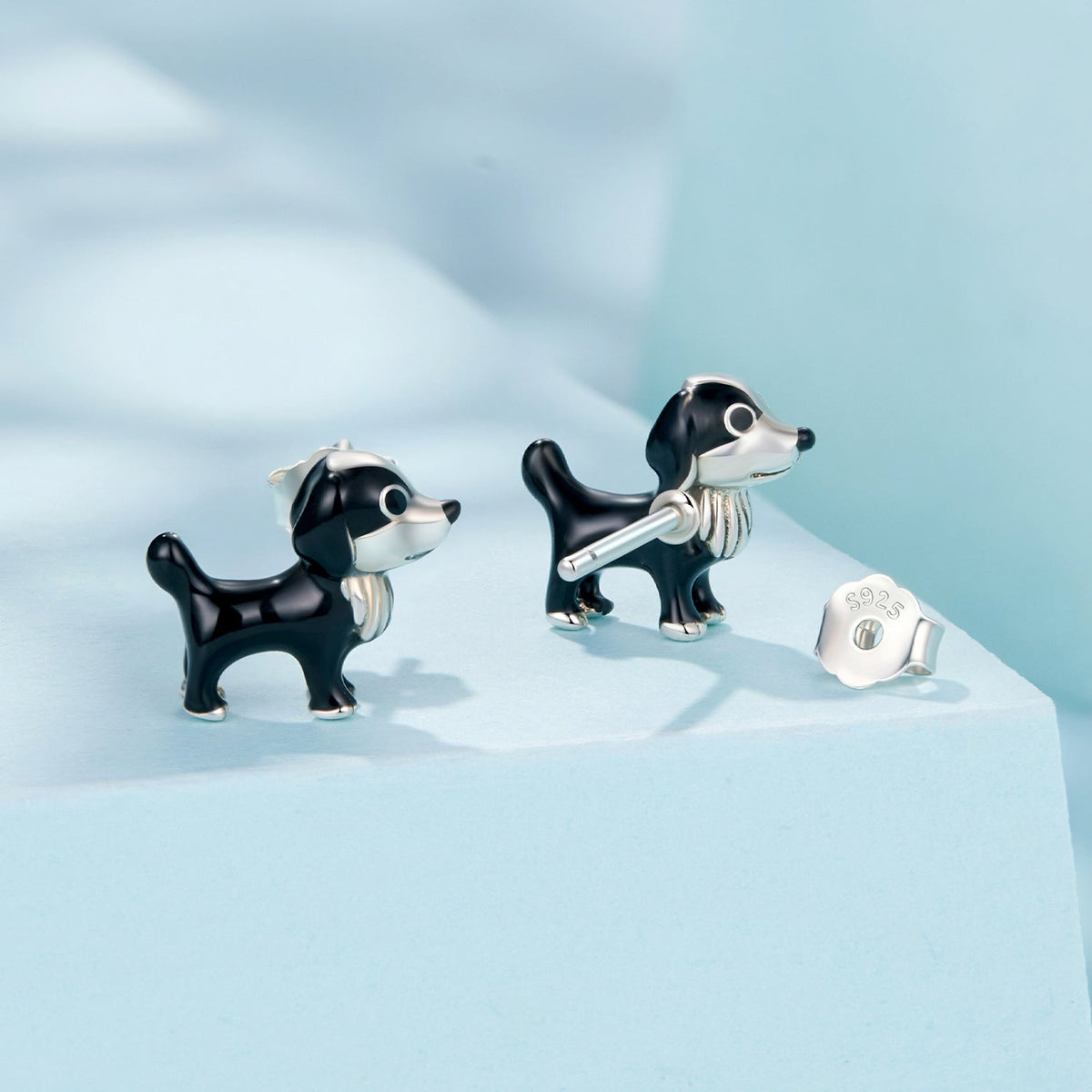 Sterling Silver Enamel Oxidized Earrings