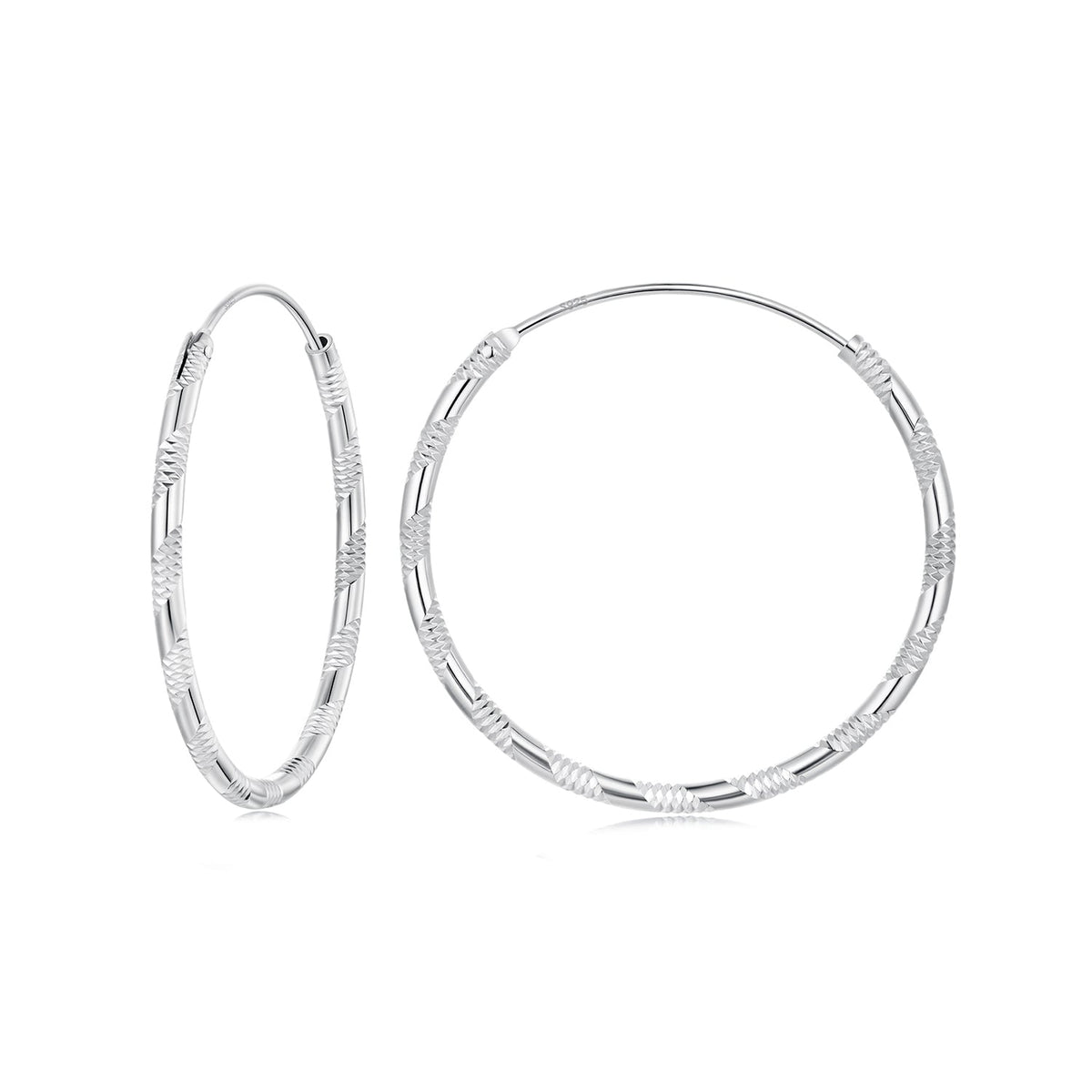 Sterling Silver White Gold Plated Hoop Earrings
