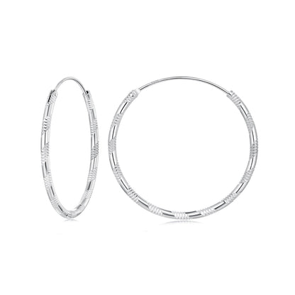 Sterling Silver White Gold Plated Hoop Earrings