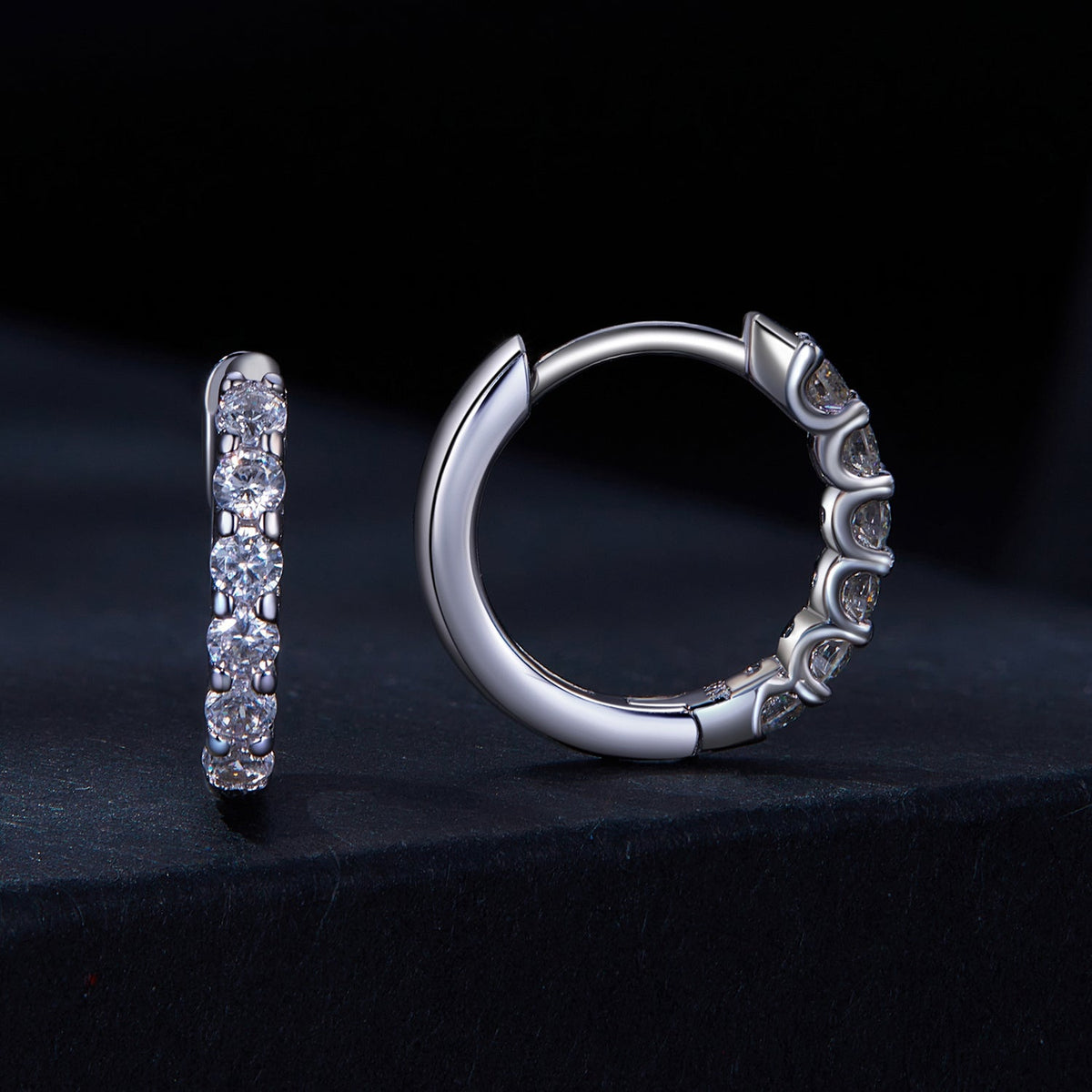Sterling Silver Moissanite Hoop Earrings
