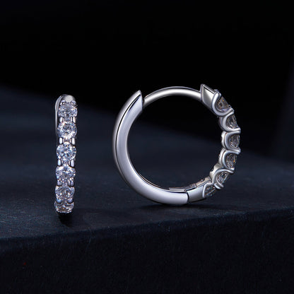 Sterling Silver Moissanite Hoop Earrings