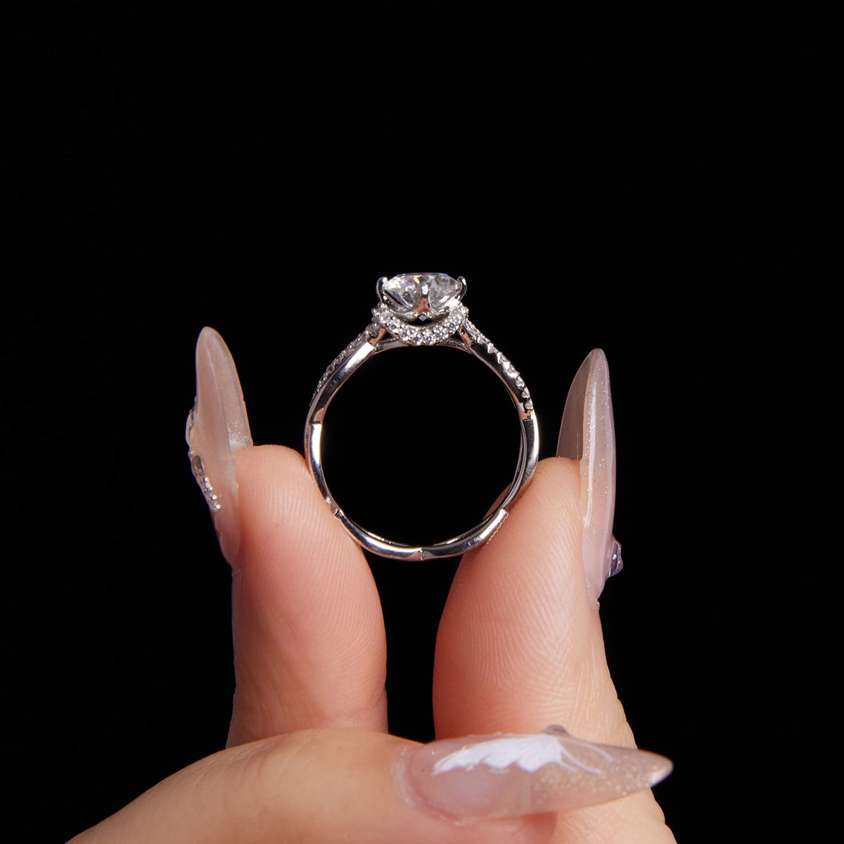 Sterling Silver Moissanite Pavé Ring