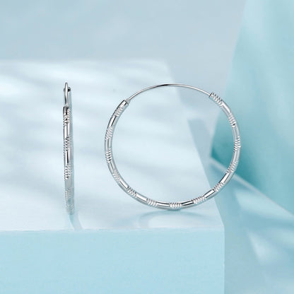 Sterling Silver White Gold Plated Hoop Earrings