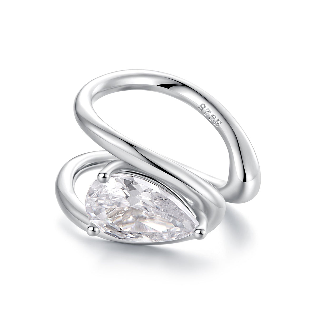 Sterling Silver White Gold Plated Pavé CZ Hoop Earrings