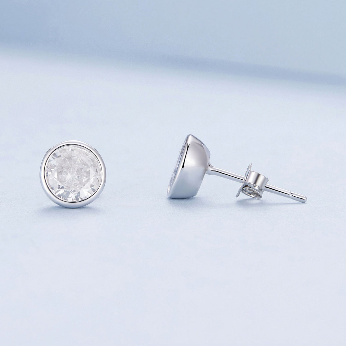 Sterling Silver Pavé Cubic Zirconia Stud Earrings