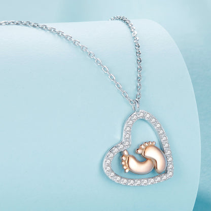 Sterling Silver Cubic Zirconia Rose Gold and Platinum Finish Necklace