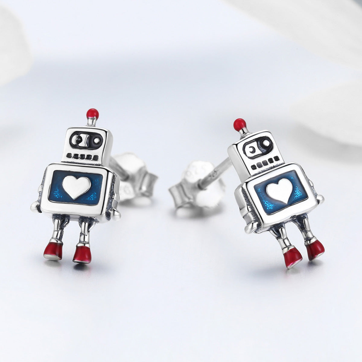 Sterling Silver Oxidized Enamel Earrings