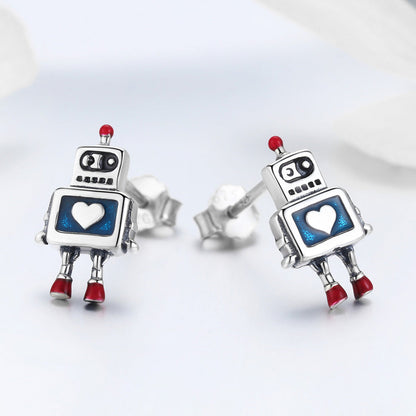 Sterling Silver Oxidized Enamel Earrings