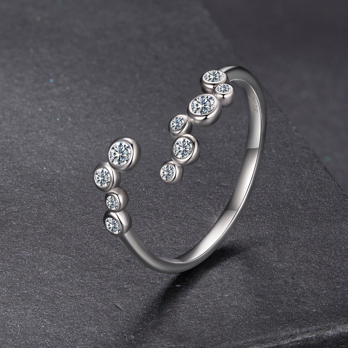 Sterling Silver Moissanite Channel Set Ring
