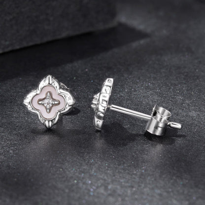 Sterling Silver Moissanite Nacre Stud Earrings