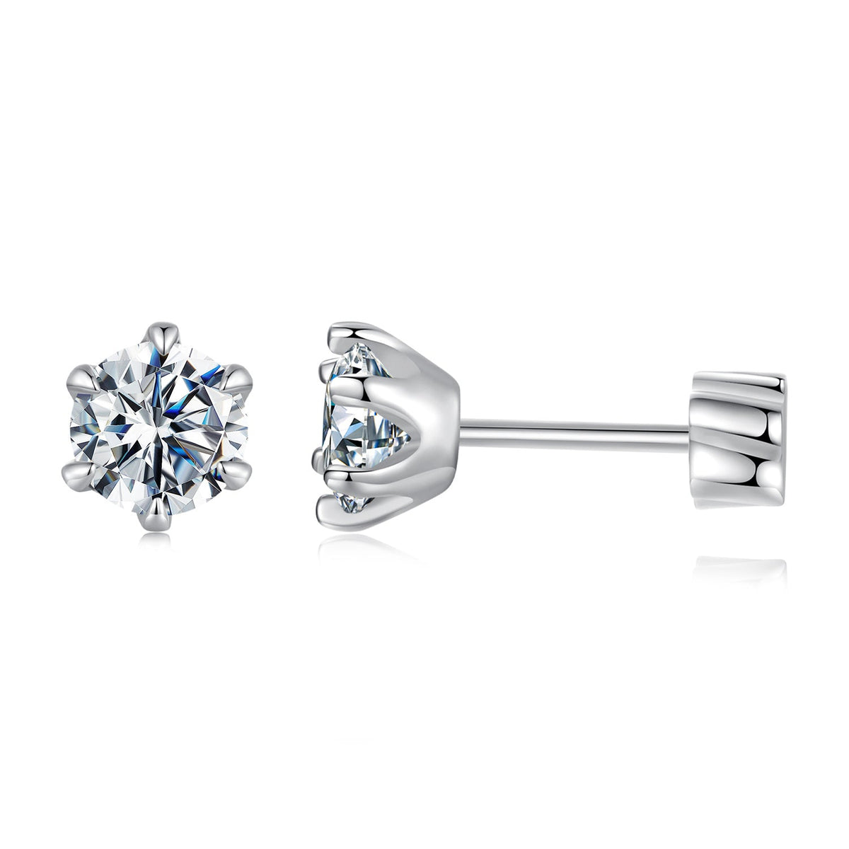 Sterling Silver Moissanite Stud Earrings