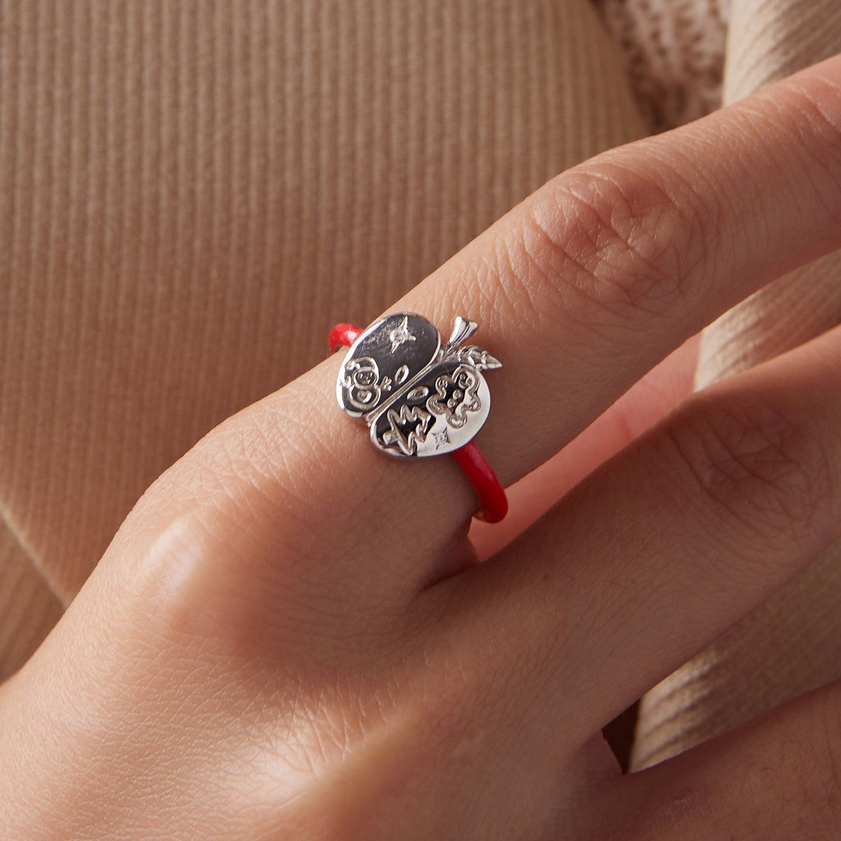 Sterling Silver Enamel Pavé Cubic Zirconia Ring