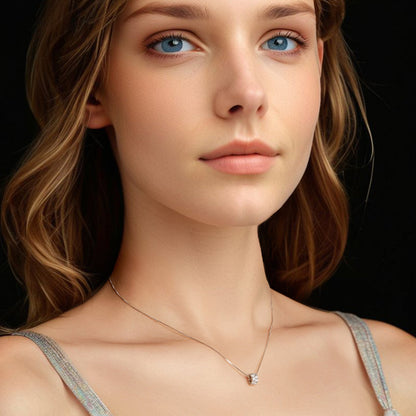 Sterling Silver White Gold Plated Moissanite Necklace