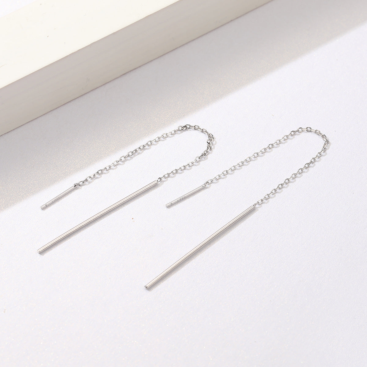 Sterling Silver Platinum Plated Dangle Earrings