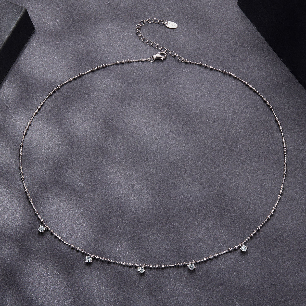 925 Sterling Silver Plated White Gold Moissanite Necklace