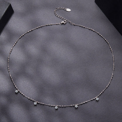 925 Sterling Silver Plated White Gold Moissanite Necklace