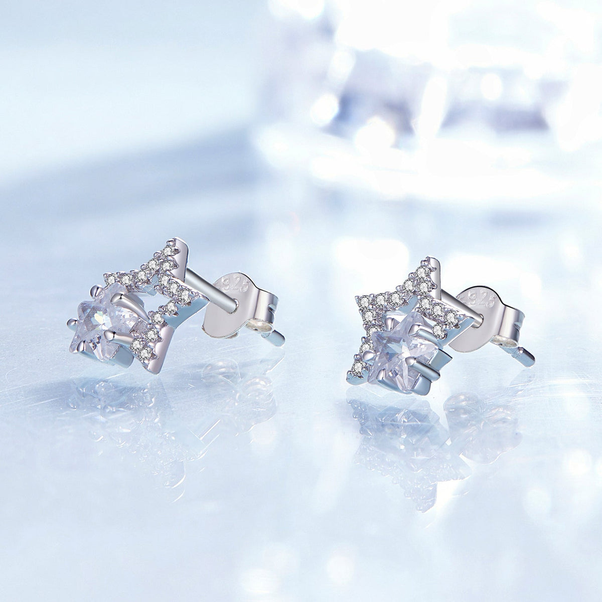 Sterling Silver Pavé Cubic Zirconia Stud Earrings