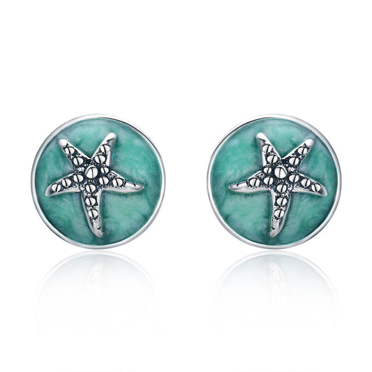Sterling Silver Oxidized Enamel Earrings