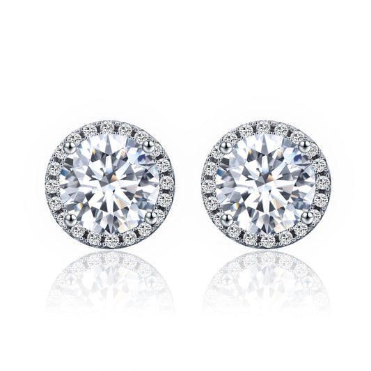 Sterling Silver Platinum Plated Pavé CZ Earrings