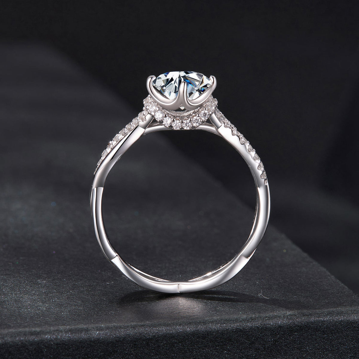 Sterling Silver Moissanite Pavé Ring