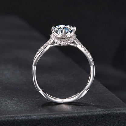 Sterling Silver Moissanite Pavé Ring