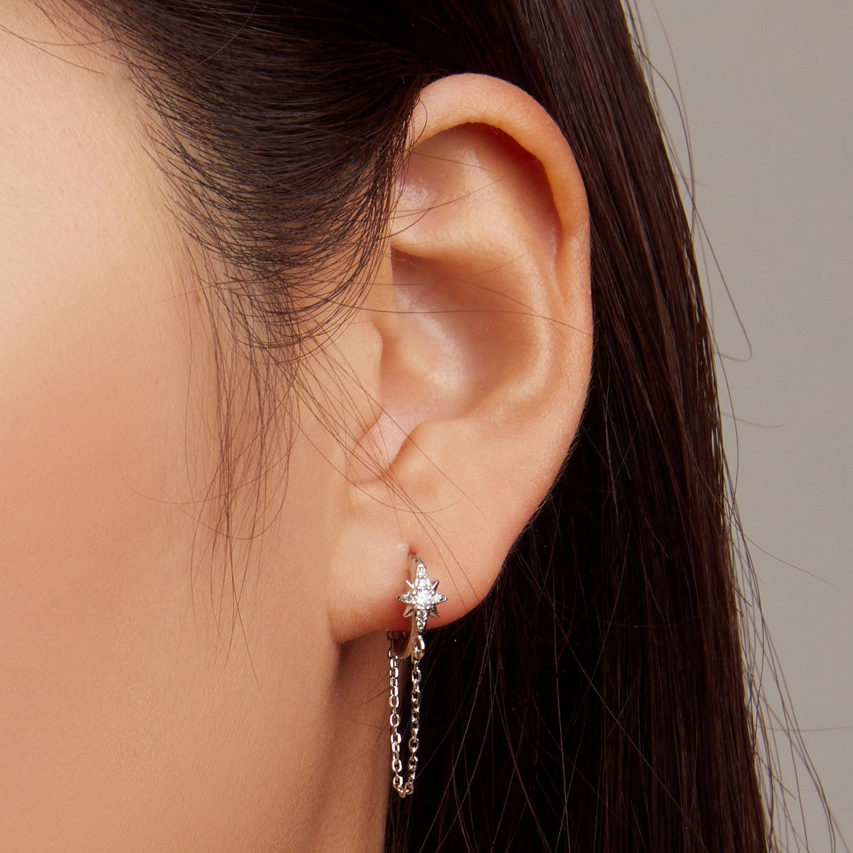 Sterling Silver Platinum Plated CZ Pavé Earrings