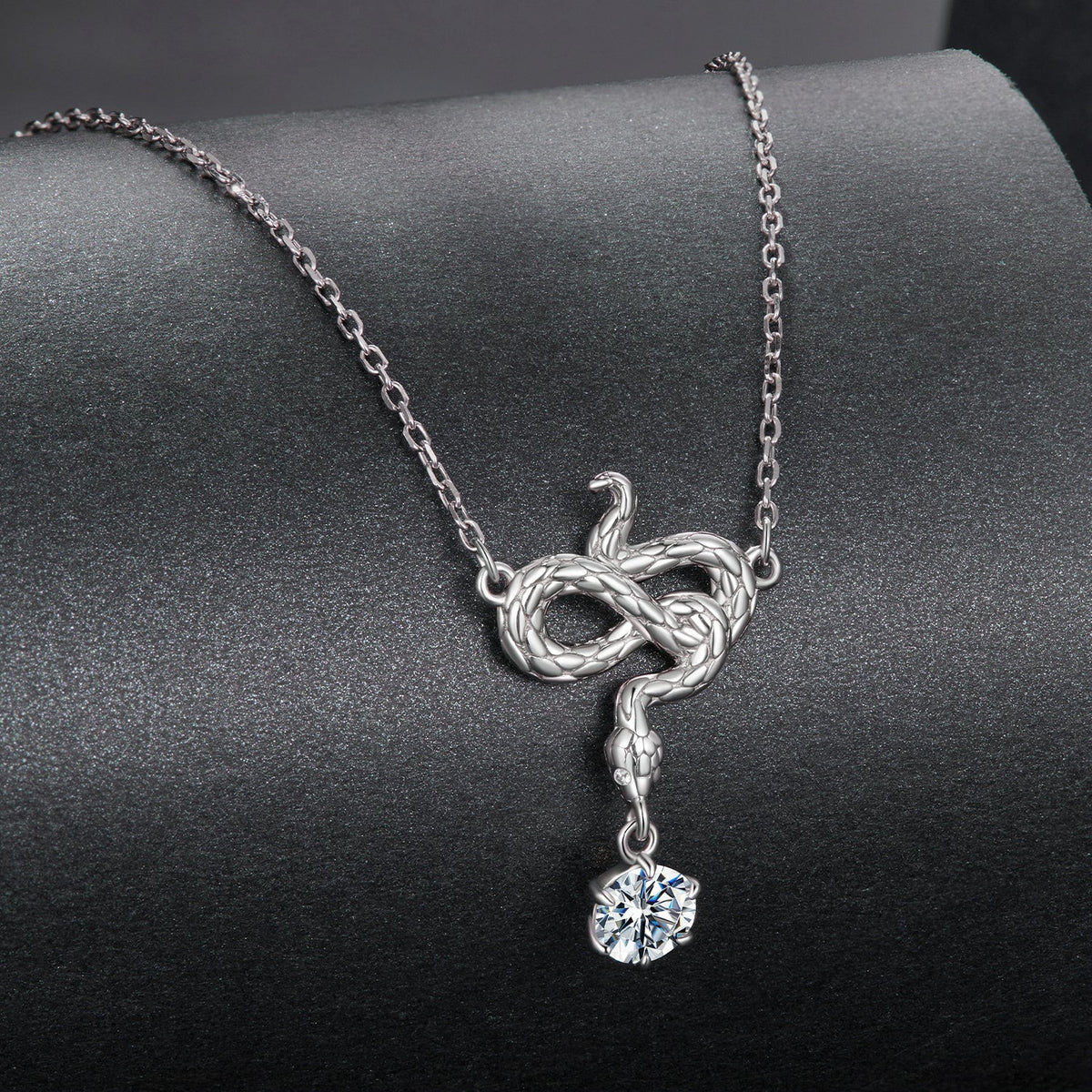 Sterling Silver Moissanite and CZ Pavé Necklace