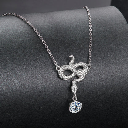 Sterling Silver Moissanite and CZ Pavé Necklace