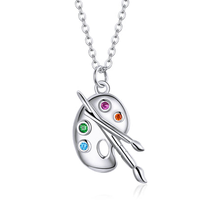 Sterling Silver Cubic Zirconia Adjustable Pendant Necklace