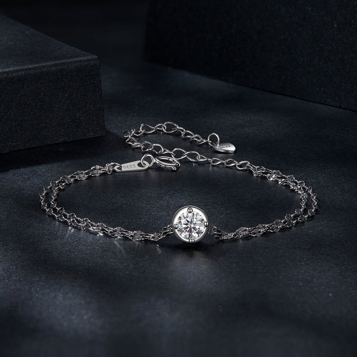Sterling Silver White Gold Plated Moissanite Bracelet