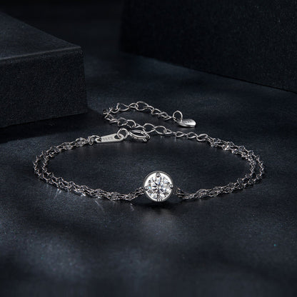 Sterling Silver White Gold Plated Moissanite Bracelet
