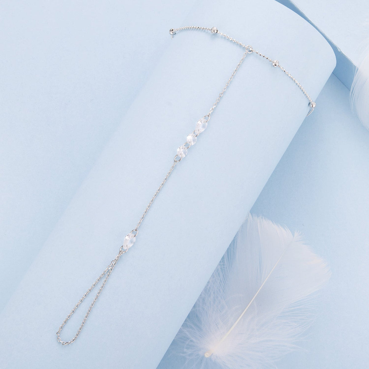 Sterling Silver White Gold Plated Pavé CZ Bracelet