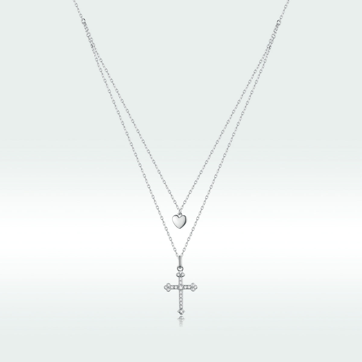 Sterling Silver Platinum Plated Cubic Zirconia Adjustable Necklace