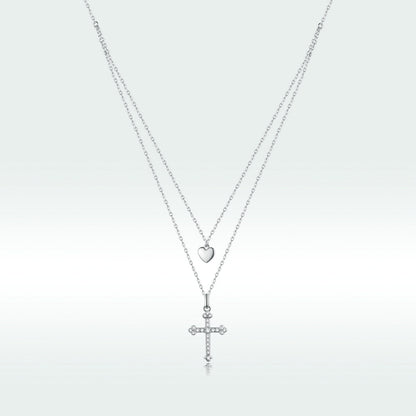 Sterling Silver Platinum Plated Cubic Zirconia Adjustable Necklace
