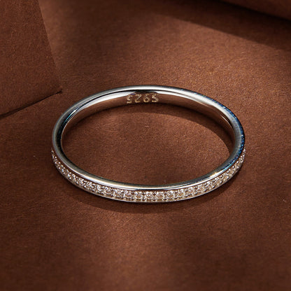 Sterling Silver Platinum Plated Moissanite Ring