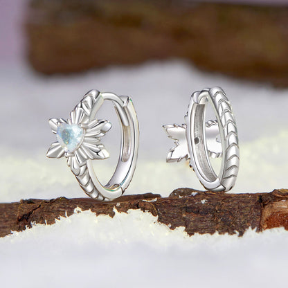 Sterling Silver White Gold Plated Transparent Glass Earrings