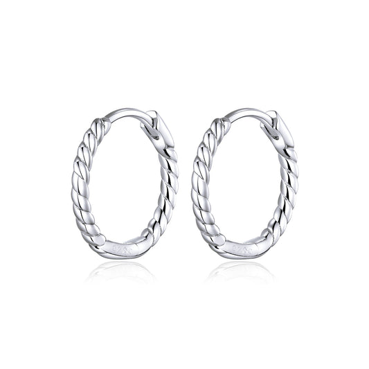 Sterling Silver Plated Platinum Hoop Earrings