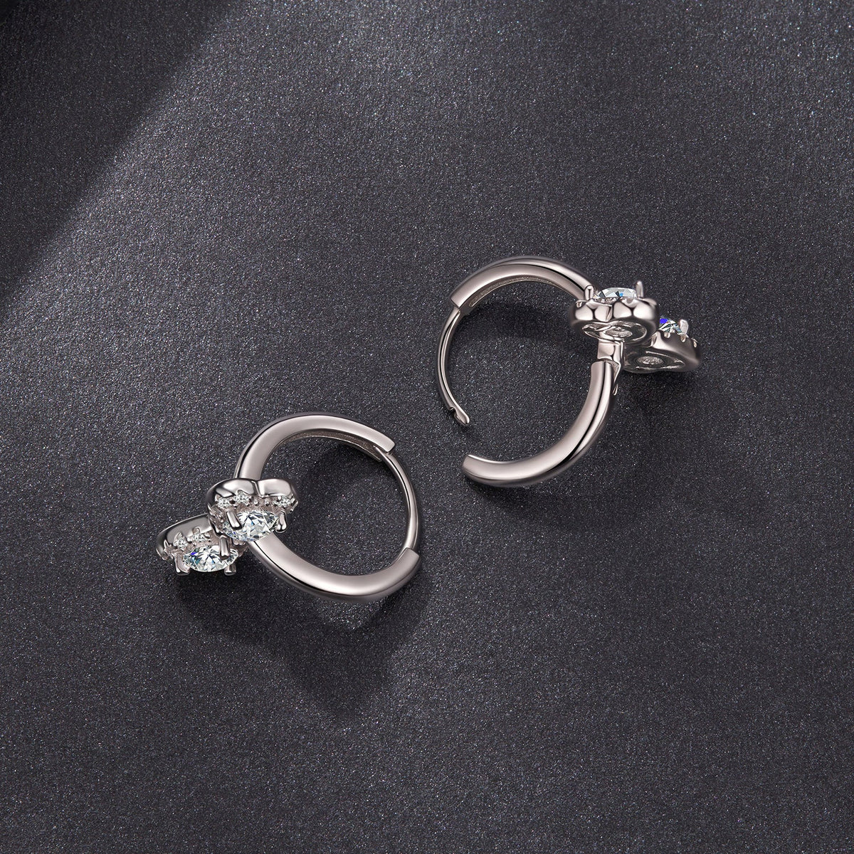 Sterling Silver Moissanite Pavé White Gold Plated Earrings